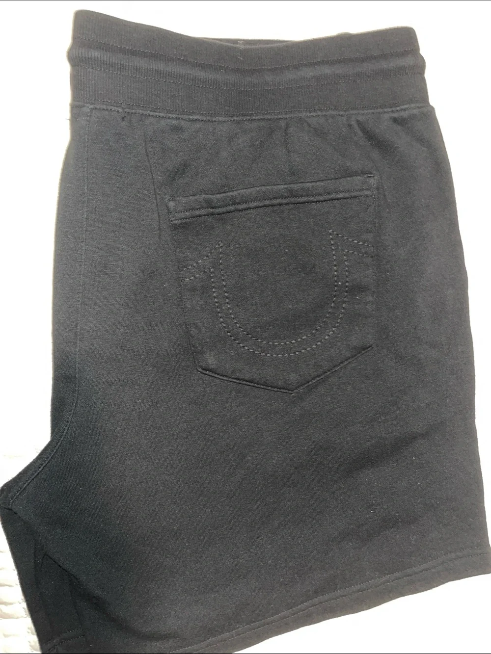 True Religion Black Drawstring Men's Shorts with White Logo